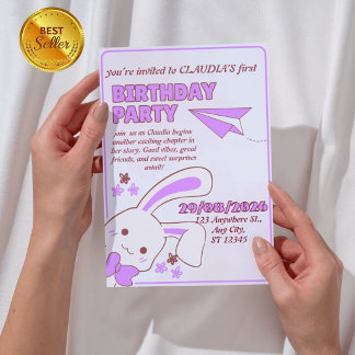 Convite Encantador de 1º Aniversário para Meninas