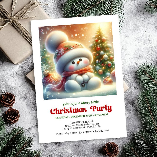 Convite encantador de boneco de neve engraçado ton (Charming funny snowman invite holiday tones digital

)
