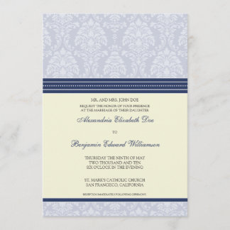 Convite encantador do casamento do damasco 5x7: