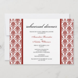 Convite Encantador Janto de ensaio Damask (vermelho)
