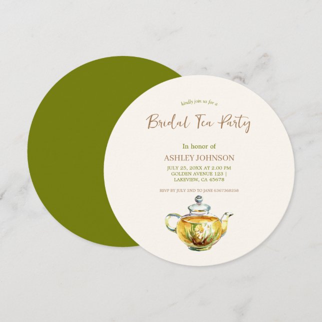 Convite Encantadora Festa de Chá de Camomila para Noivas (Frente/Verso)