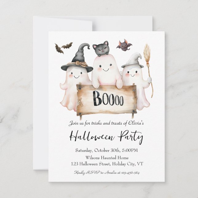 Convite Encantadora Festa de Halloween Convocando Bruxa (Frente)