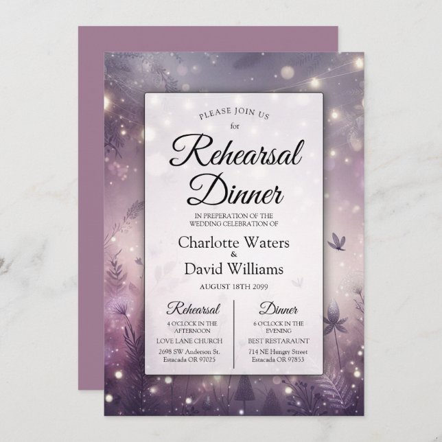 Convite Encantamento de Starlit no Janto de Ensaio Bloom (Frente/Verso)