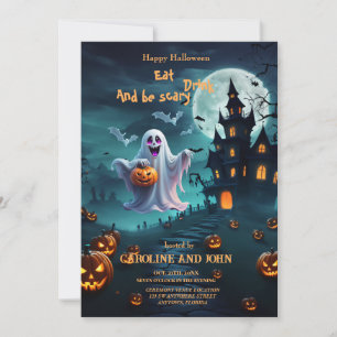 Convite Encantando a design de Halloween.