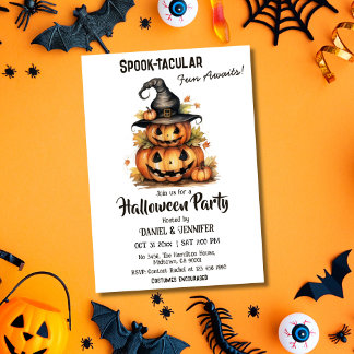 Convite Encantando bruxas de abóbora bonitinho no Dia das 