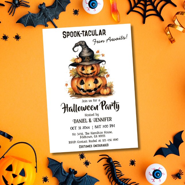 Convite Encantando bruxas de abóbora bonitinho no Dia das  (Criador carregado)
