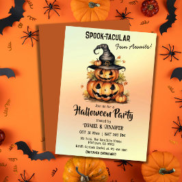 Convite Encantando bruxas de abóbora bonitinho no Dia das 