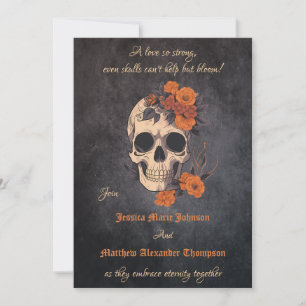 Convite Encantando flores de laranja no Casamento Crânio