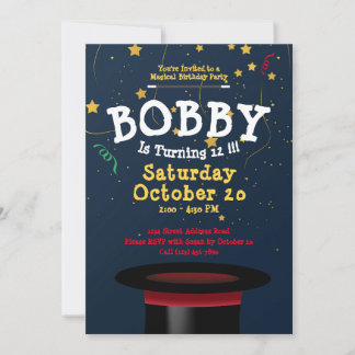 Convite Encantando Modelo de Aniversário do Mágico Show Cr