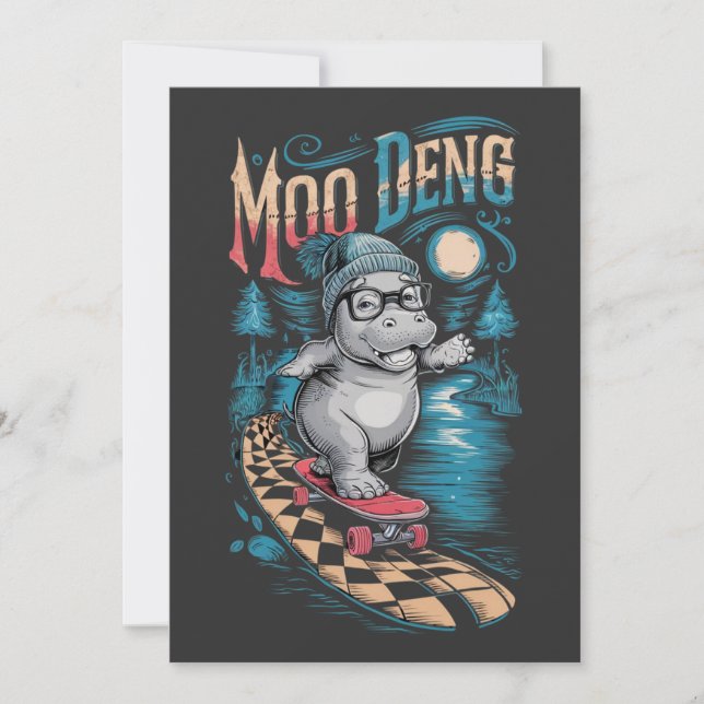 Convite Encantando Moo Deng Hippo (Frente)