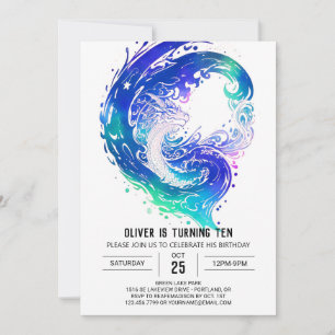 Convite Encantando o aniversário do dragão medieval