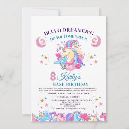 Convite 🌈 ✨ Encantando o Unicorn 8º aniversário magro do