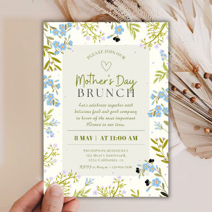 Convite Encantante Brunch de Dia das Mães Floral da Primav