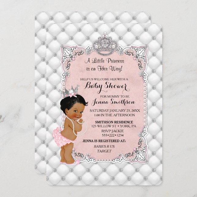Convite Encanto étnico da princesa bebé dos diamantes das (Frente/Verso)
