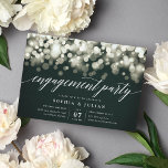Convite Enchanted Evening | Engagement Party Invitation<br><div class="desc">Our elegant engagement party invitations in chic hunter green and white feature a top border of champagne-hued bokeh lights, with "engagement party" in chic calligraphy script typography. Personalize with your engagement celebration details beneath in white. A chic design in dark forest green and white for modern couples and elegant events....</div>