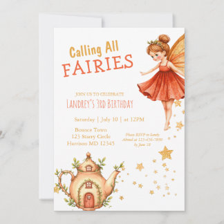 Convite Enchanted Fairy Tea Garden Birthday Party