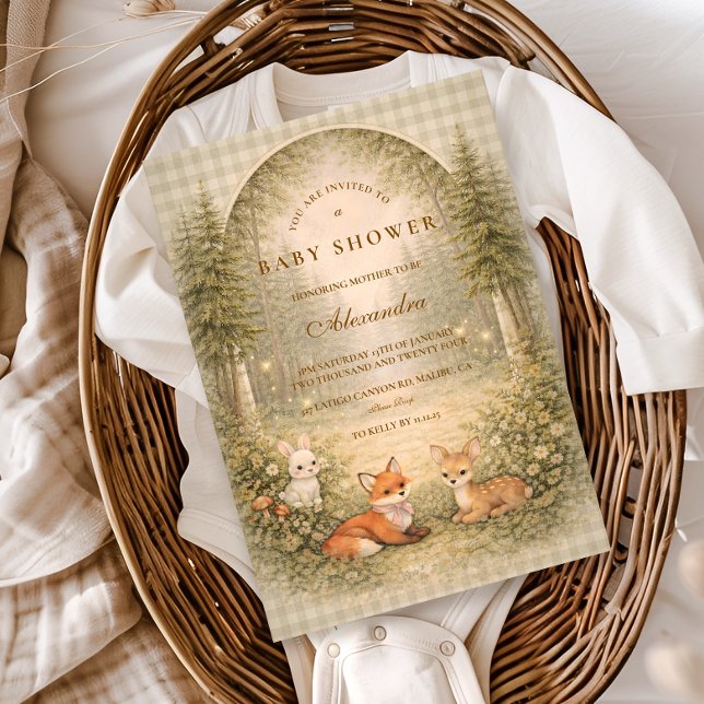 Convite Enchanted Forest Baby Animals Baby Shower (Criador carregado)