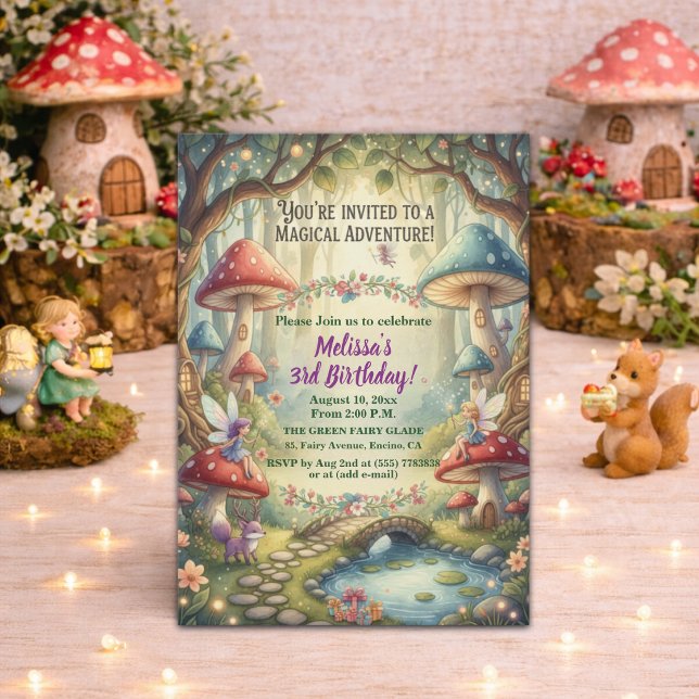 Convite Enchanted Forest Fairies 3rd Birthday Party (Criador carregado)