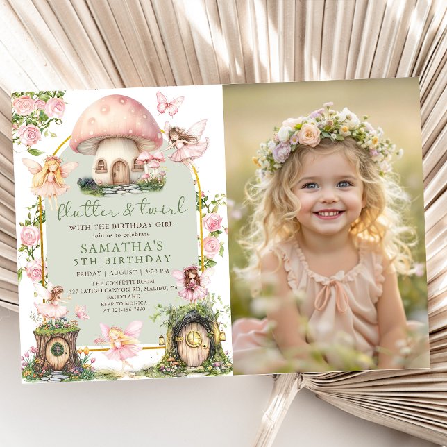 Convite Enchanted Forest Fairy Birthday Photo Invitation (Criador carregado)