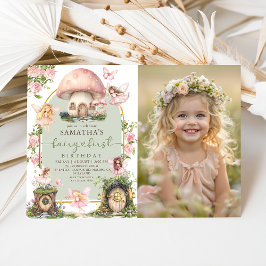Convite Enchanted Forest Fairy First Birthday Photo