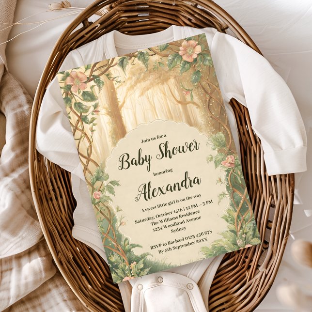 Convite Enchanted Forest Girl Baby Shower (Criador carregado)
