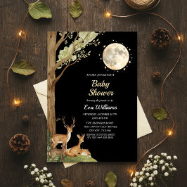 Convite Enchanted Forest Moonlight Deer Baby Shower 