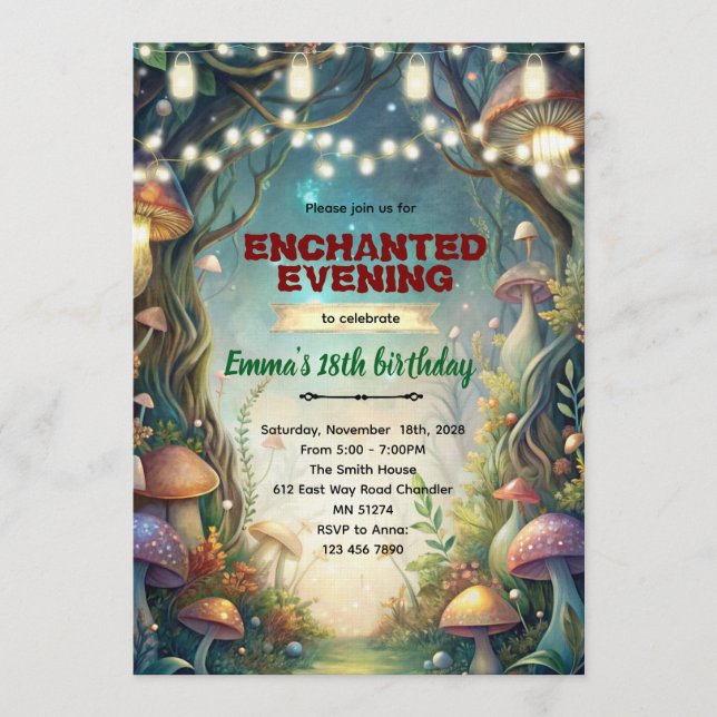 Convite Enchanted Forest Theme Quince invitation (Frente)