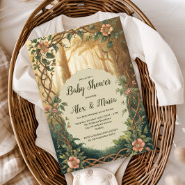 Convite Enchanted Forest Twins Baby Shower