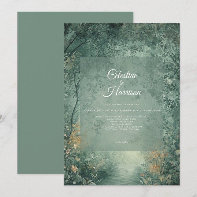 Convite Enchanted Forest Wedding (Frente/Verso)