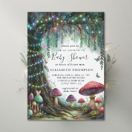 Convite Enchanted Forest Whimsical Mushrooms Baby Shower