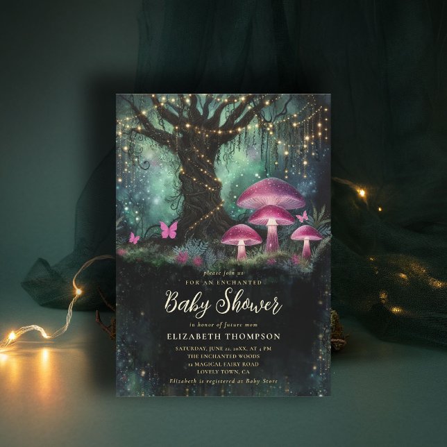 Convite Enchanted Forest Woodland Magical Tree Baby Shower (enchanted forest baby shower invitation woodland mushrooms magical tree fairy tale storybook)
