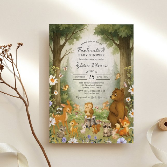 Convite Enchanted Forest Woodland Storybook Baby Shower (Criador carregado)
