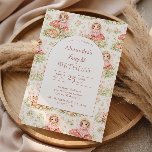 Convite Enchanted Garden Fairy Birthday (Criador carregado)