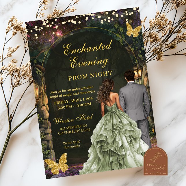 Convite Enchanted Green Forest Prom Invitation (Criador carregado)