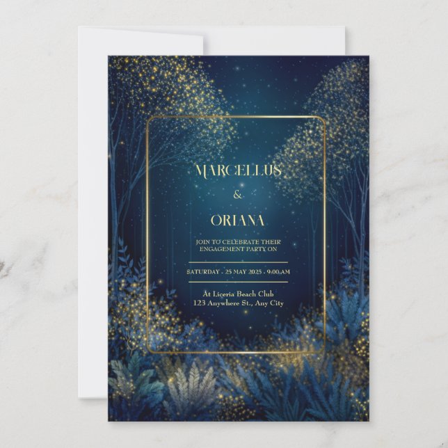 Convite Enchanted Midnight Forest Wedding (Frente)