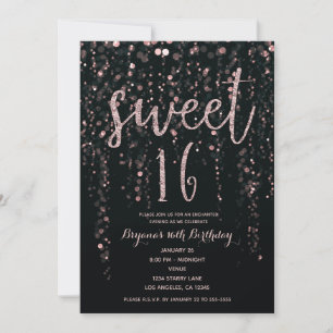 Convite Enchanted Star Lights Rosa Dourado Blush Sweet 16 