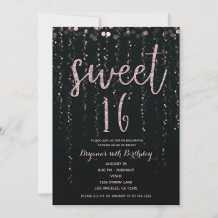 Convite Enchanted Star Lights Rosa Dourado Blush Sweet 16