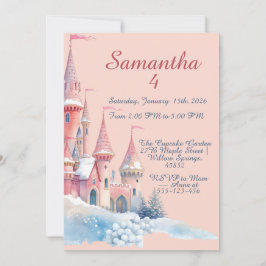 Convite Enchanted Winter Castle Invitation, Princess 4th