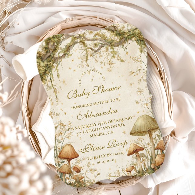 Convite Enchanted Woodland Mushroom Baby Shower (Criador carregado)