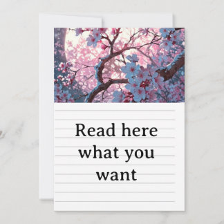 Convite Enchanting Cherry Blossom & Full Moon Wedding Invi