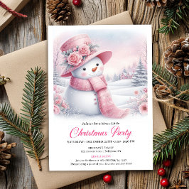 Convite Enchanting Pink Snowman Editable Christmas Invite