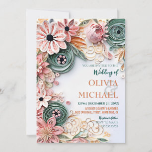 Convite Enchimento de Papelão Floral de Pastel Bonito