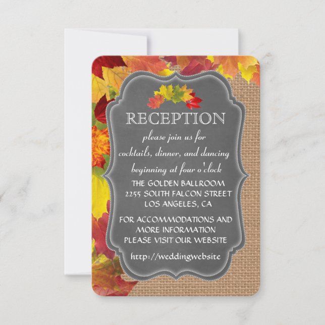 Convite Enclosure de Recepção de Casamento em Burlap de Ou (Frente)