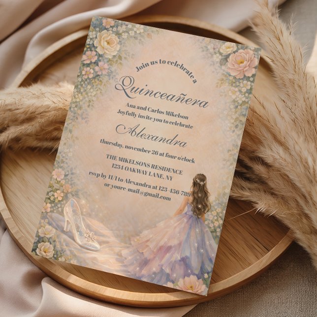 Convite Encontada Princesa Conto de Fadas Quinceañera (Criador carregado)