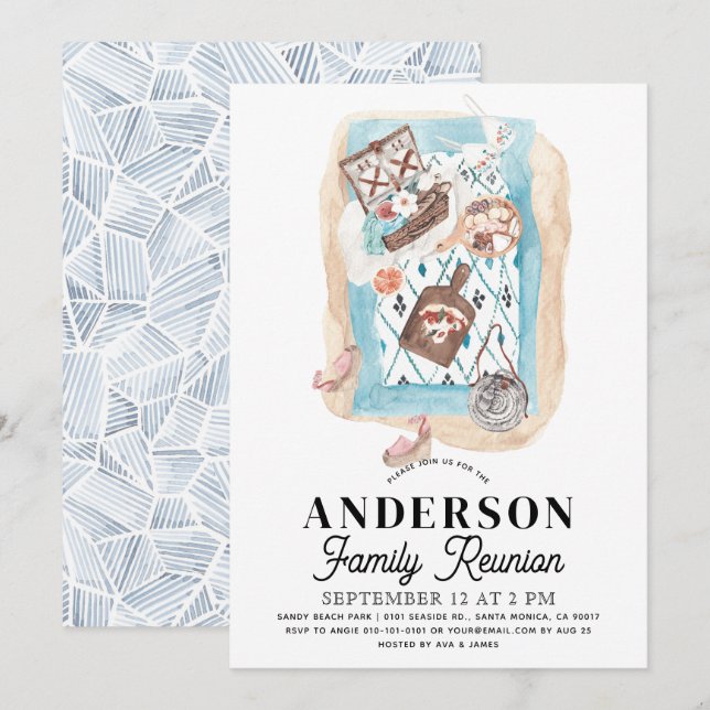 Convite Encontro de Família Piquenique na Praia (Frente/Verso)