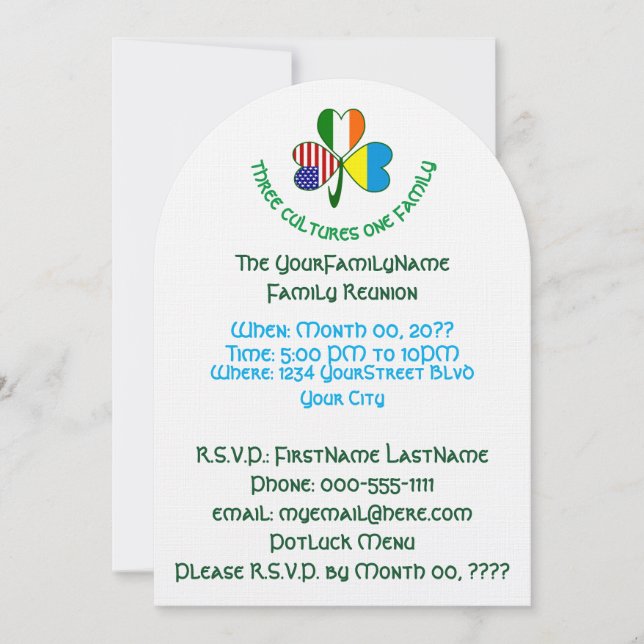 Convite Encontro de Família Trevo Ucraniano Irlandês Ameri (Frente)
