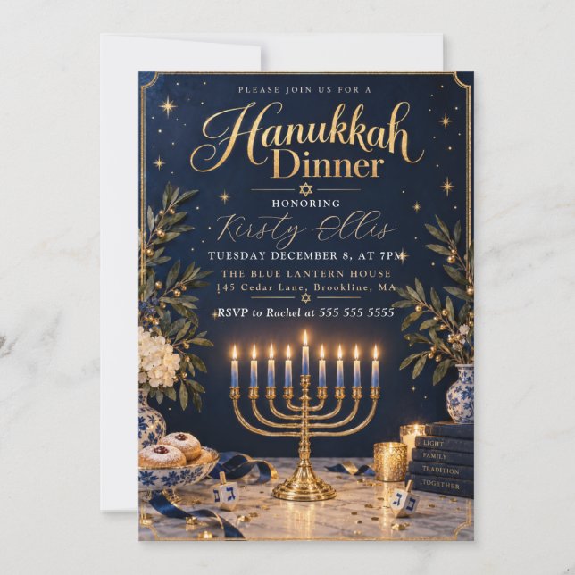 Convite Encontro de Jantar de Hanukkah (Frente)