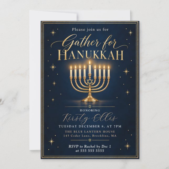 Convite Encontro de Jantar de Hanukkah (Frente)