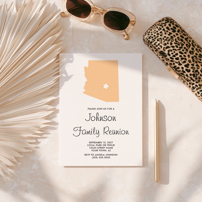 Convite Encontro Familiar Peach Arizona (Peach Arizona Family Reunion Invitation)