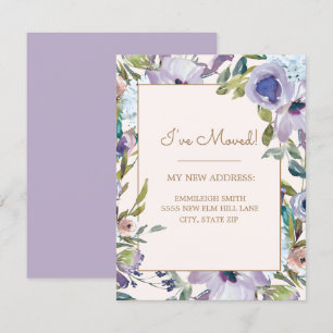 Convite Endereço de Mudança do Verde Roxo Elegante